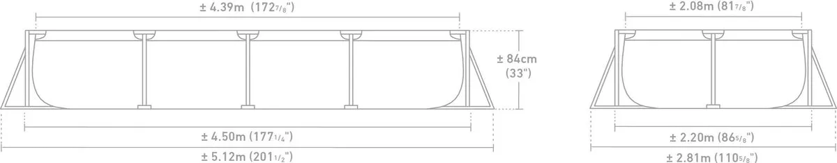Intex Rechthoekig Opzetzwembad 450x220x84cm - Blauw