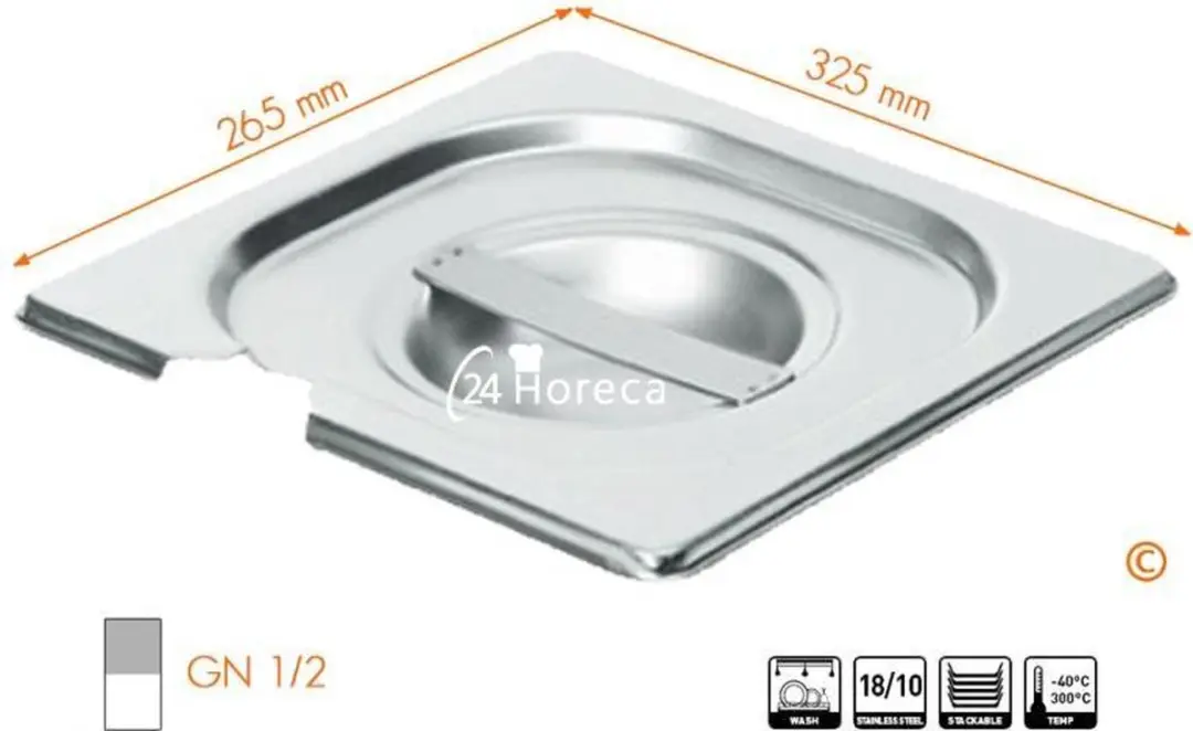 HENDI Deksel GN 265x325mm RVS - 1 Stuk