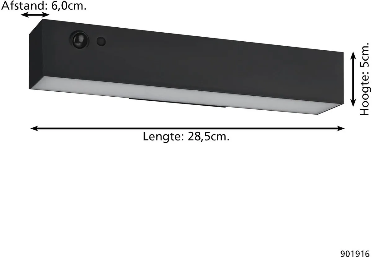 Eglo Voscari Wandlamp Sensor Zwart - 1 Stuk - afbeelding 6 van 6