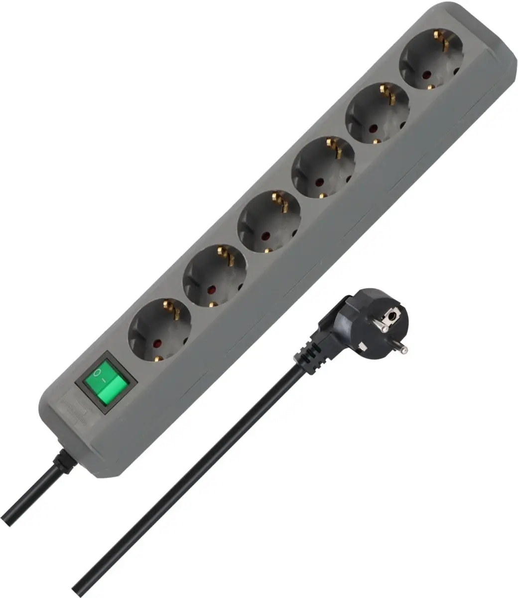 Brennenstuhl Eco-Line Stekkerdoos 6-voudig 3500W - Zilvergrijs