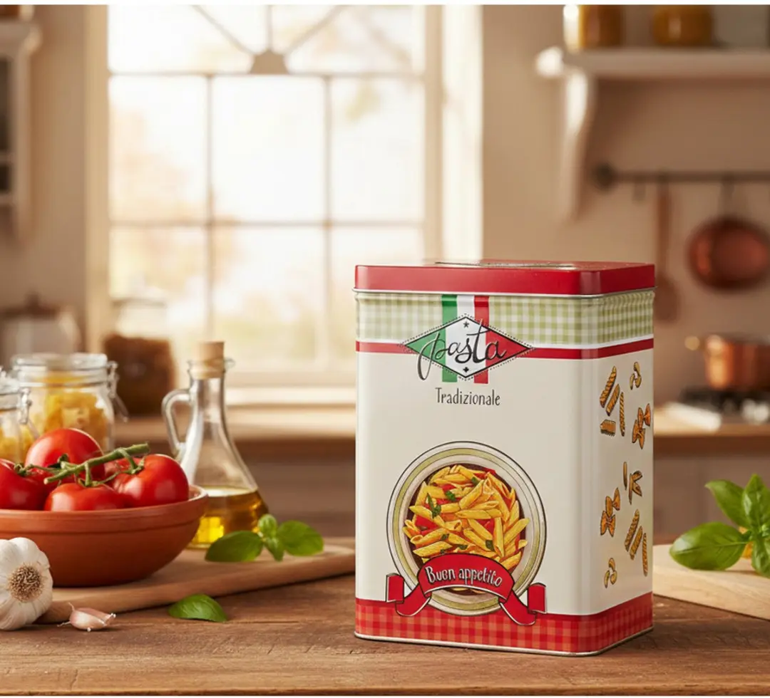 Excellent Houseware Pasta Bewaarblik Nostalgia - Rood - 1.6L