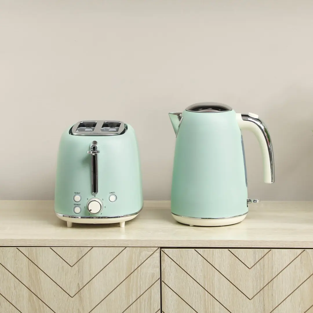 ECTEATOY Ontbijtset Lichtgroen - Waterkoker 1,7L & Broodrooster 2200W