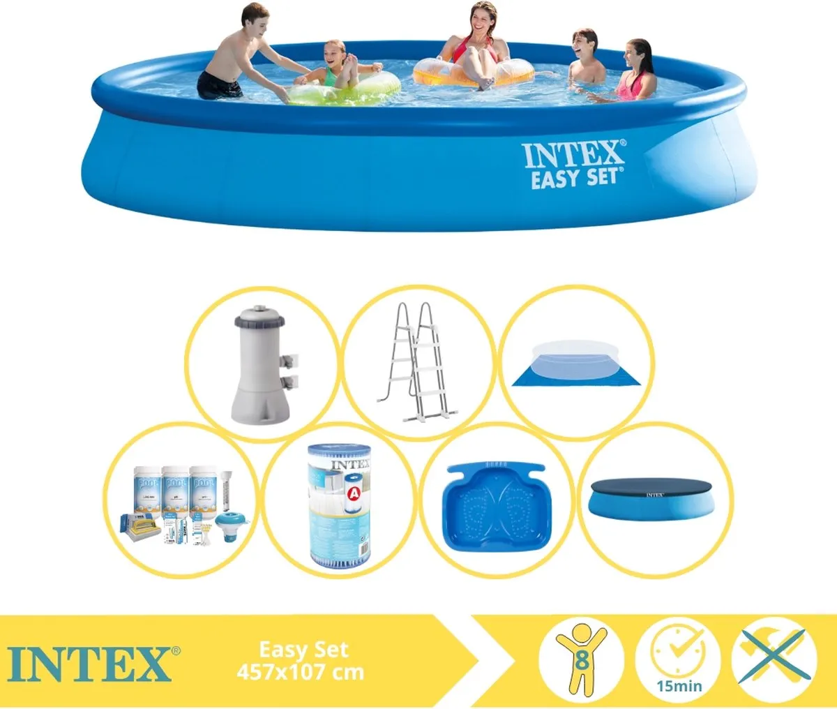 Intex Easy Set Zwembad 457x107cm - 12.430L - MPN 26166GN - Blauw