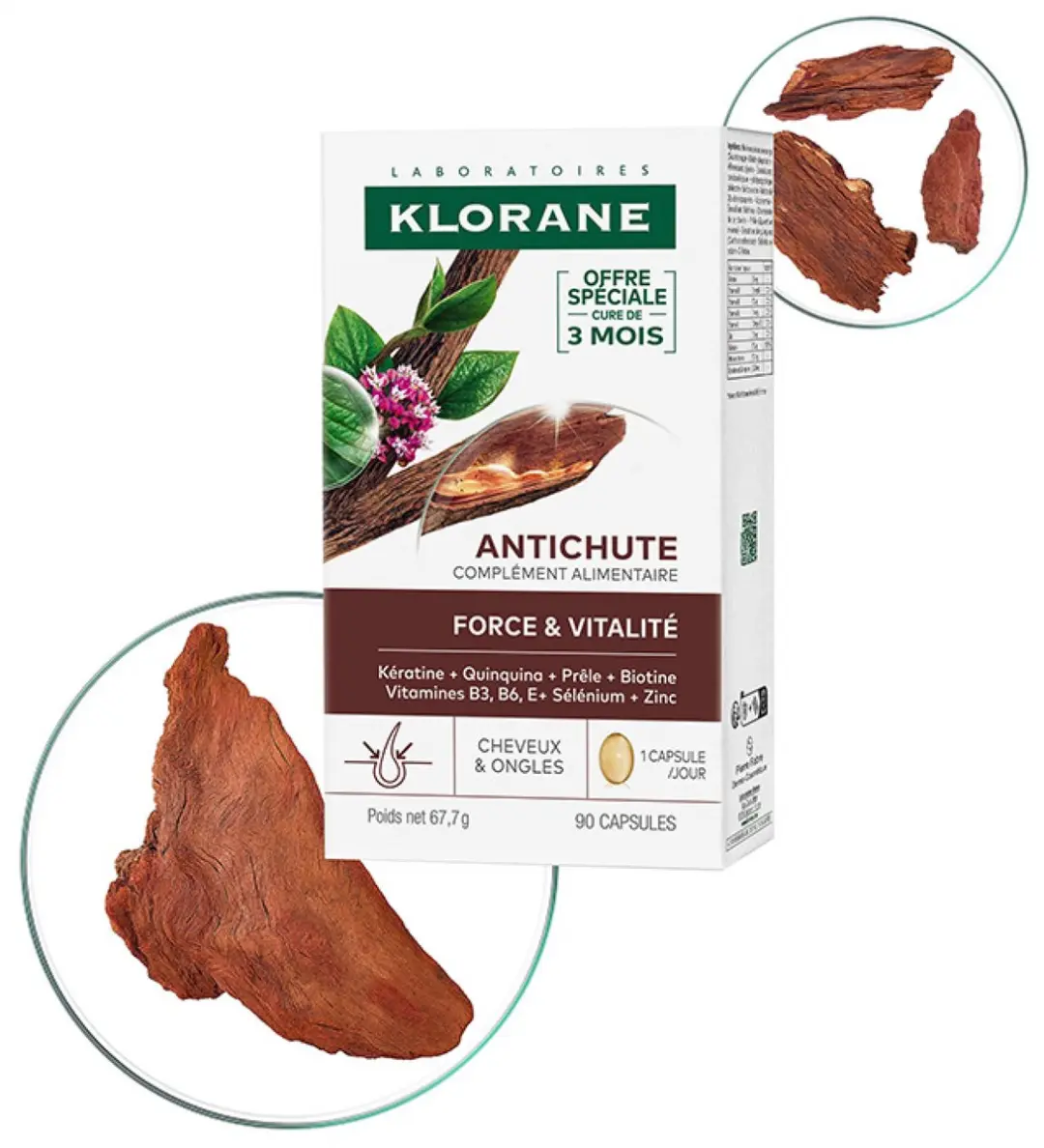 Klorane Antichute Force et Vitalité 90 Capsules