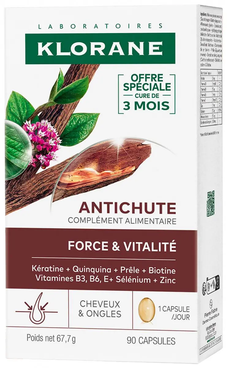 Klorane Antichute Force et Vitalité 90 Capsules