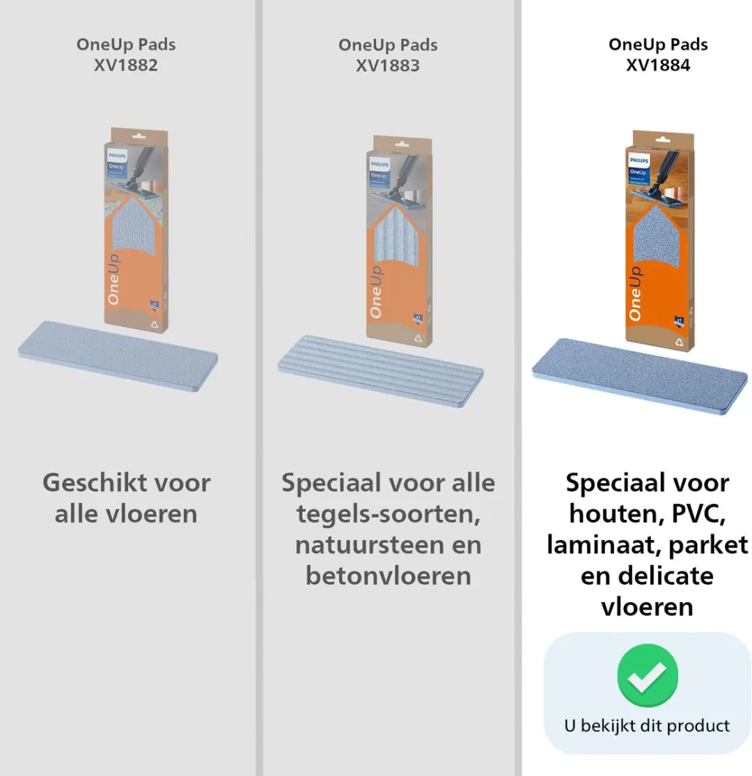 Philips OneUp XV1884/10 Dweildoek Houtenvloer - 1 Stuk