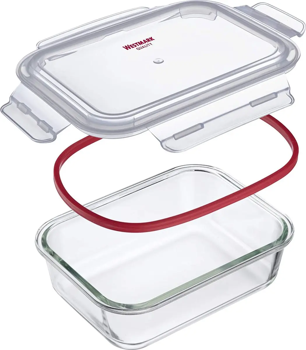 Westmark Glazen Voedselbewaardoos 1520ml - Transparant/Rood - 23442270