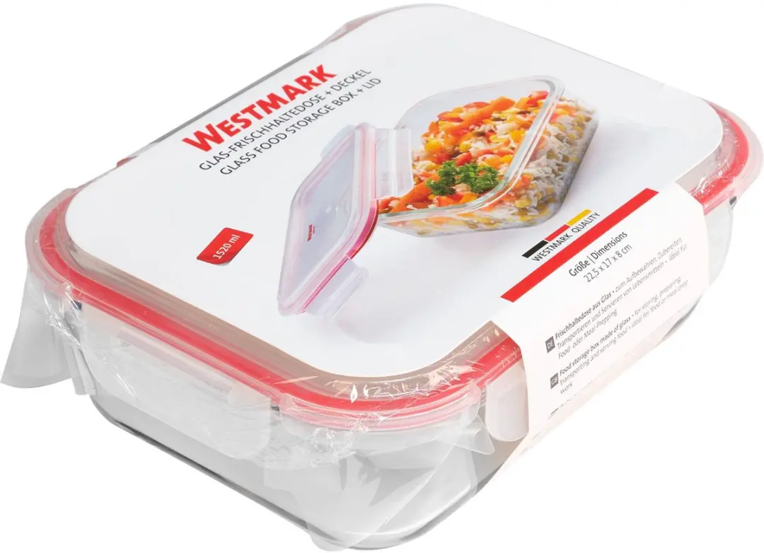 Westmark Glazen Voedselbewaardoos 1520ml - Transparant/Rood - 23442270