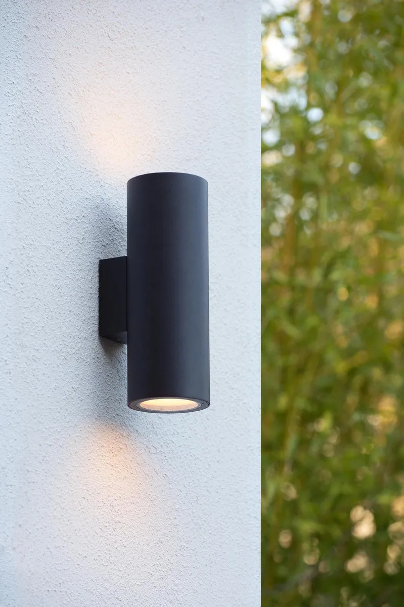 Lucide Volantis Wandspot 2xE27 - IP54 - Zwart