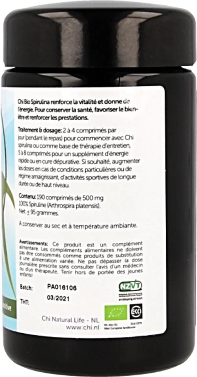 Chi Natural Life Spirulina 500mg - 190 Tabletten