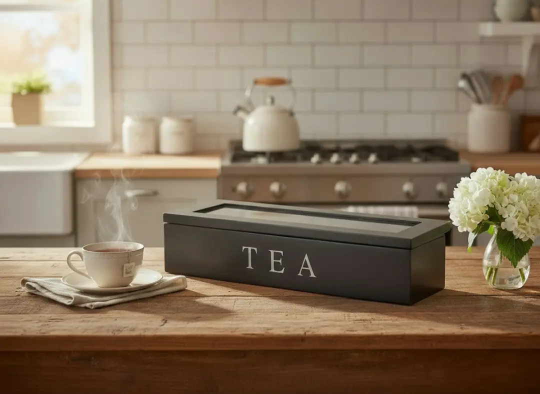 Cookinglife Theedoos Theekist - 6 Vakken - Zwart