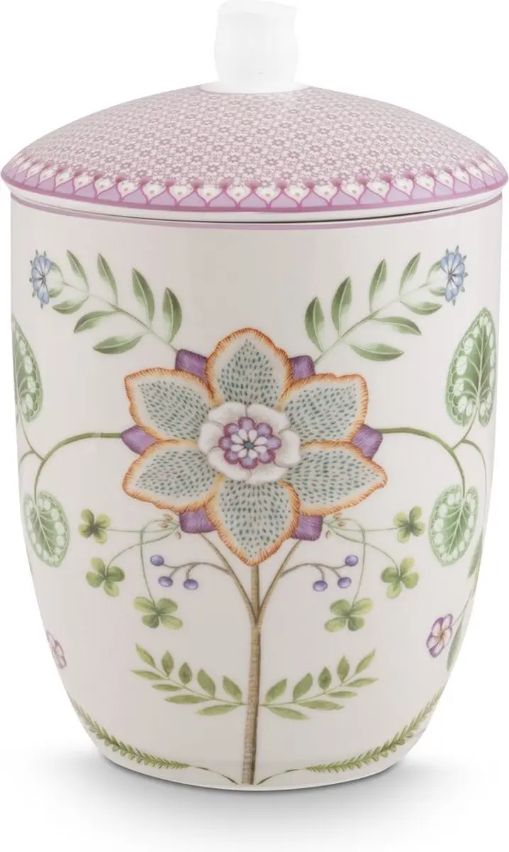 Pip Studio Storage Jar Lily & Lotus 1.5ltr - Porselein - Lila/Wit