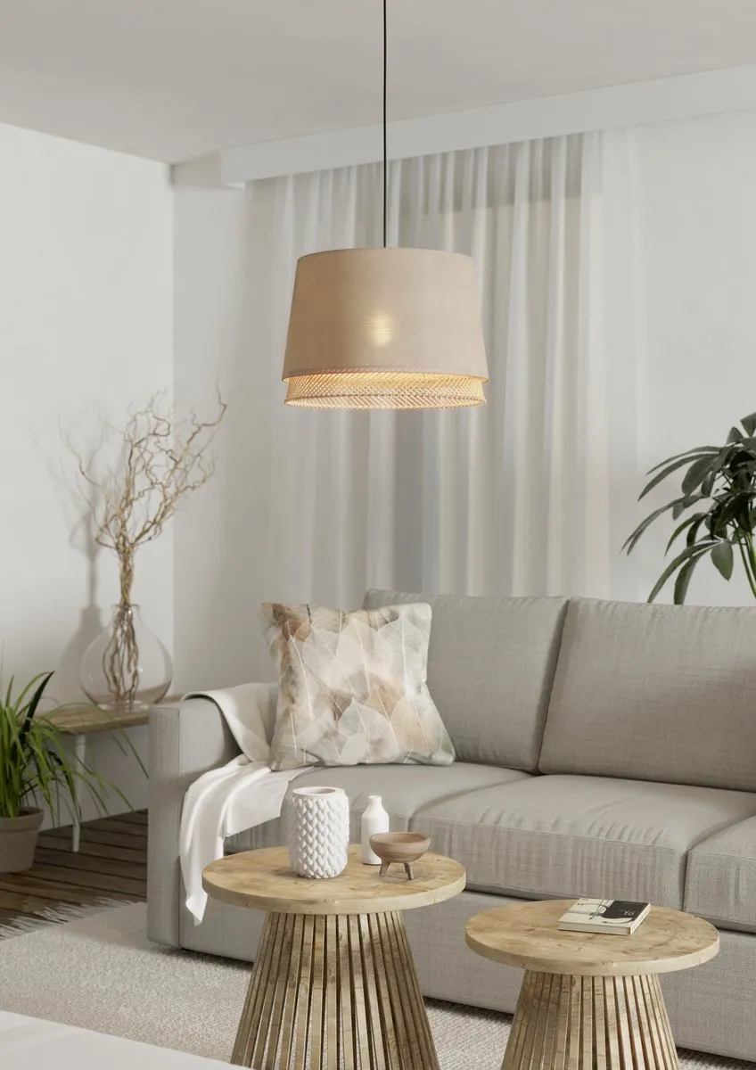 Eglo Tabley Hanglamp E27 - Ø38cm - Zwart/Crème/Zand