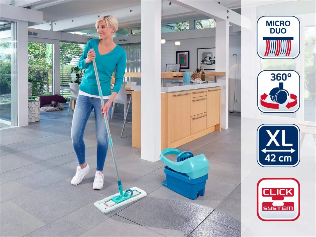 Leifheit Profi XL Set 55396 Wisdoekpers - 4-delige steel - Micro Duo & SuperDuster XL