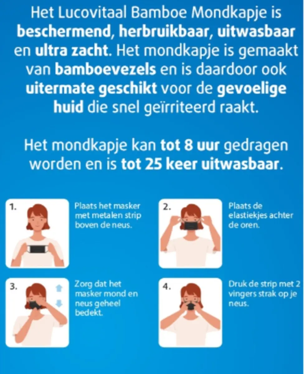 Lucovitaal Bamboe Mondkapje Groen - 2 lagen