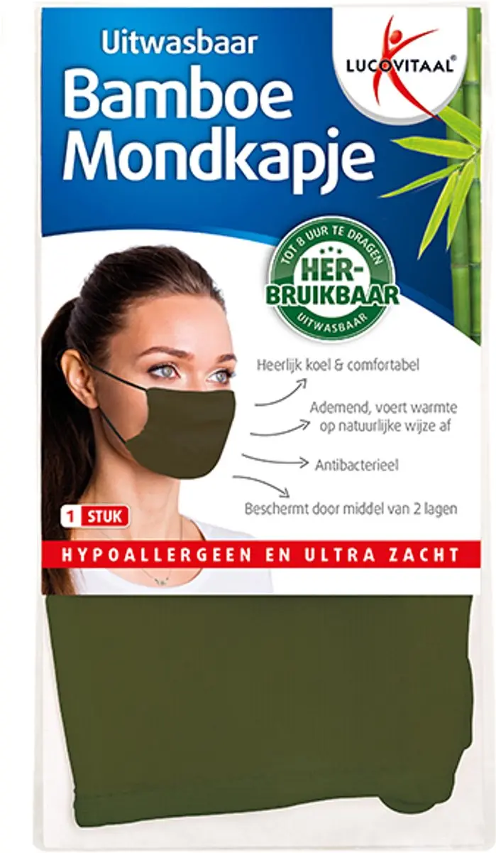 Lucovitaal Bamboe Mondkapje Groen - 2 lagen