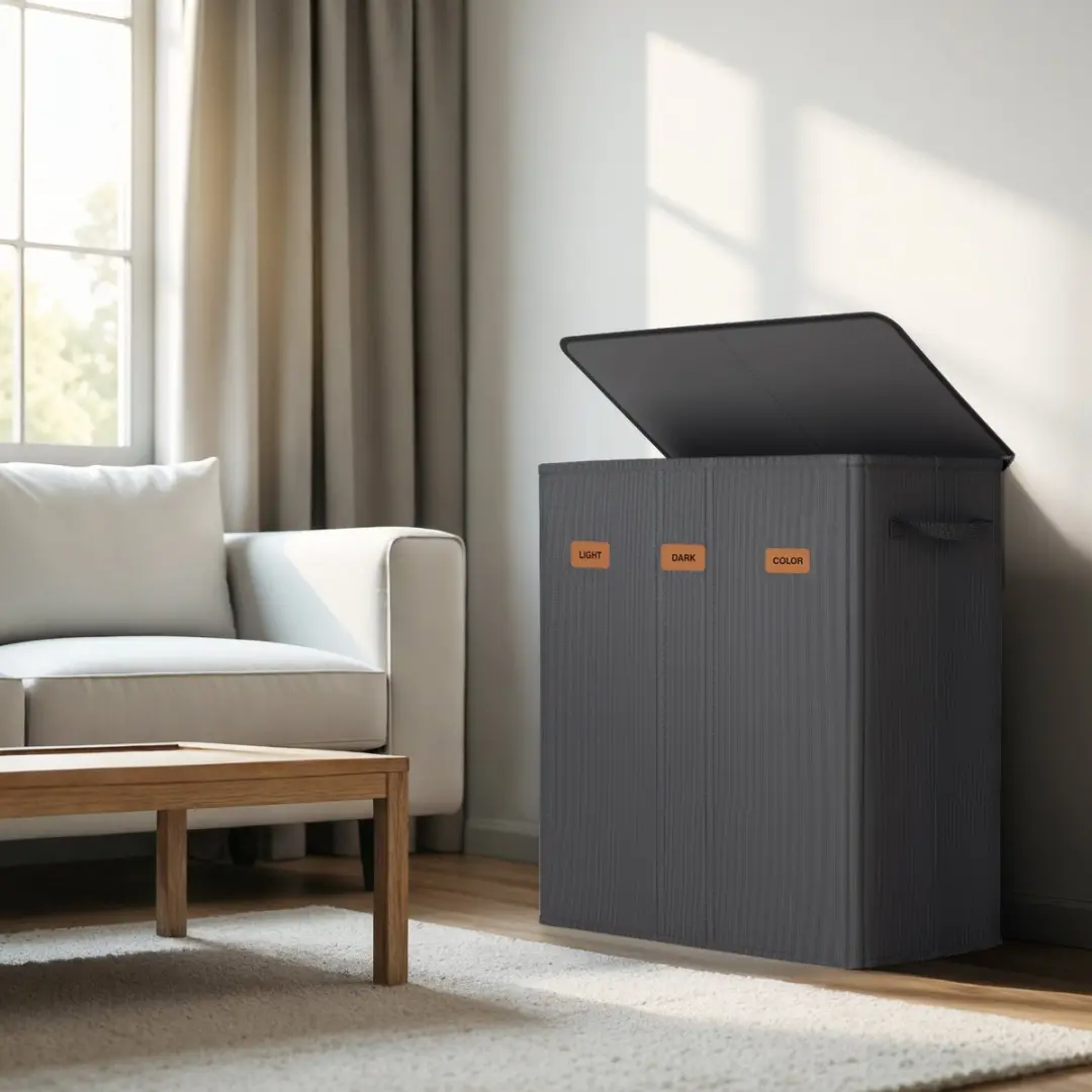 Songmics RLH013G01 Wasmand 160L - 4 Vakken - Met Deksel