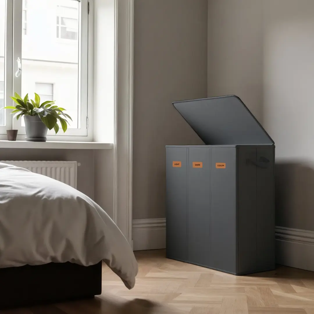 Songmics RLH013G01 Wasmand 160L - 4 Vakken - Met Deksel