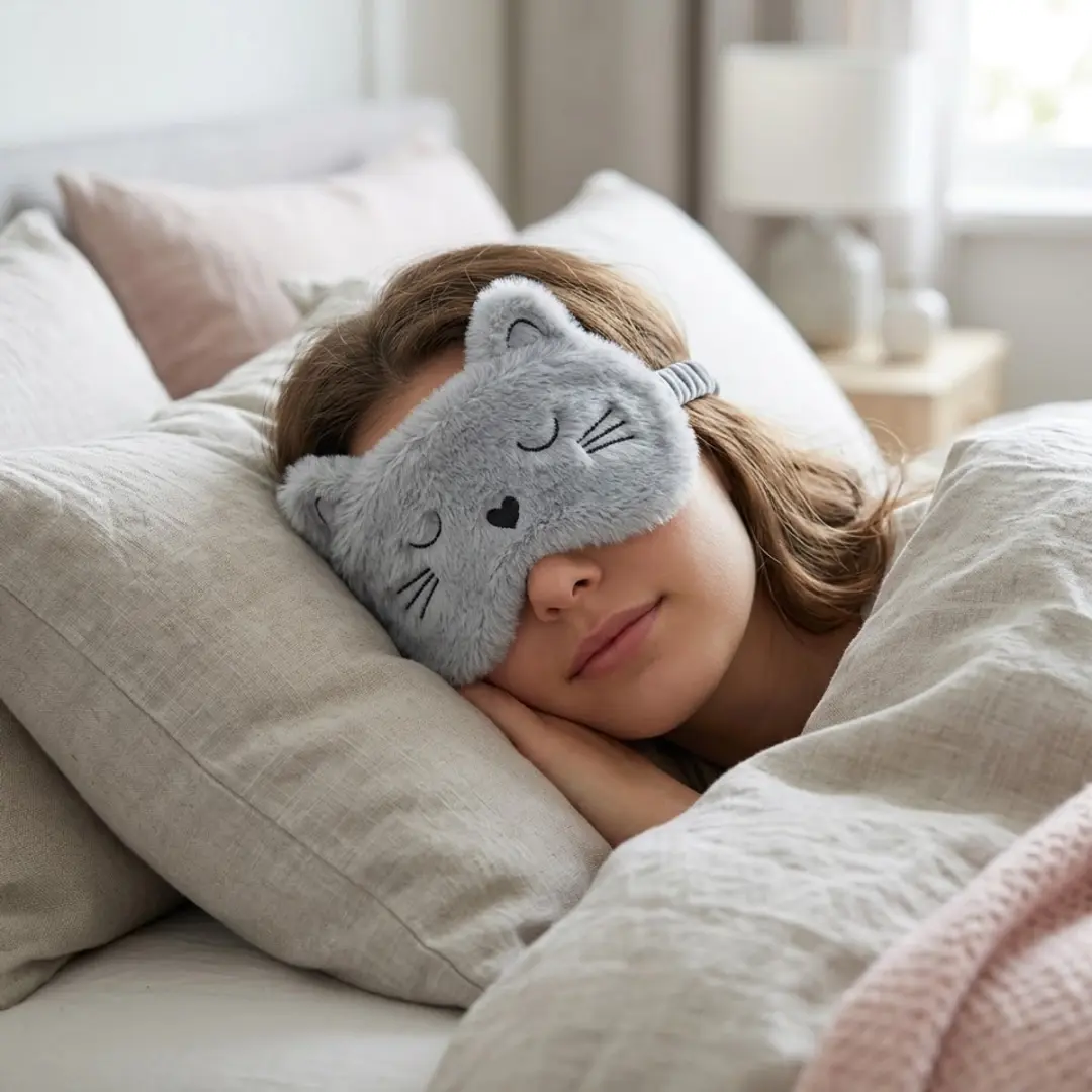 Nuvex Kat Slaapmasker - Pluche Grijs