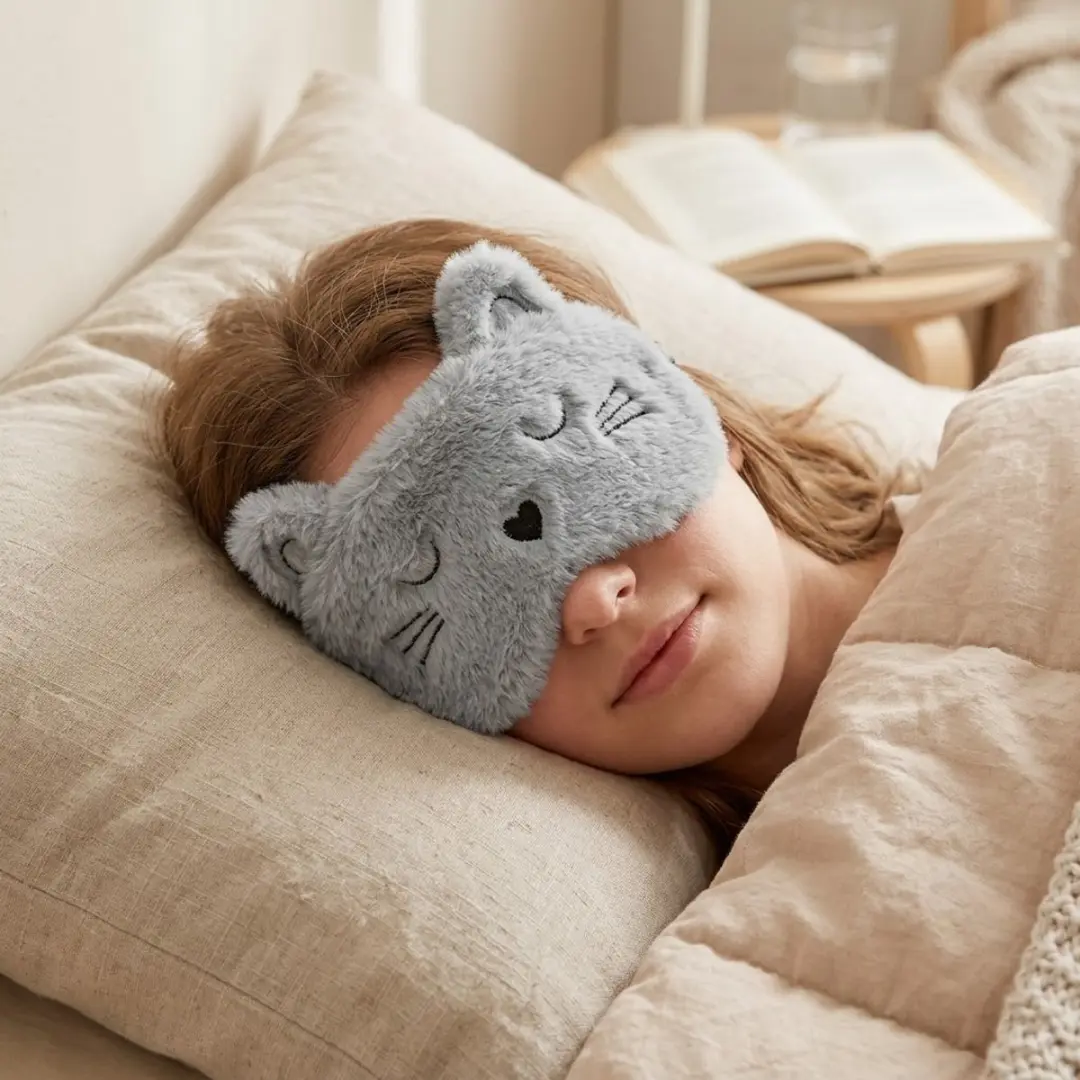Nuvex Kat Slaapmasker - Pluche Grijs