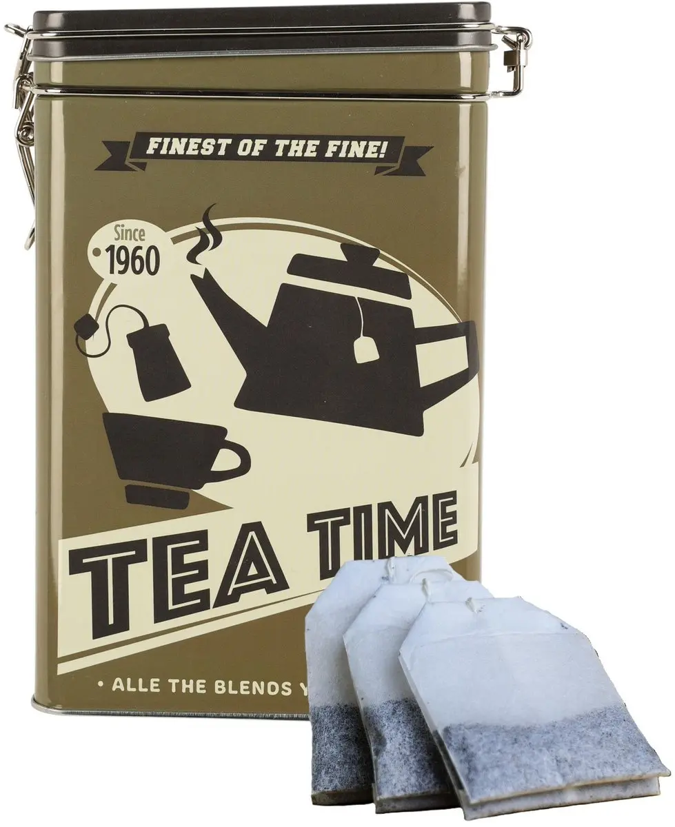 Excellent Houseware Thee Bewaarblik - Retro Bruin - 13x18cm