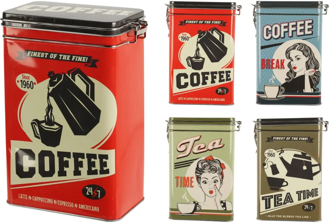 Excellent Houseware Thee Bewaarblik - Retro Bruin - 13x18cm