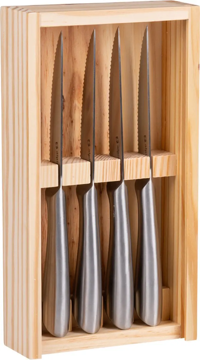 Alpina Steakmessen 22,5cm - 4-delig - Houten doos - afbeelding 6 van 6