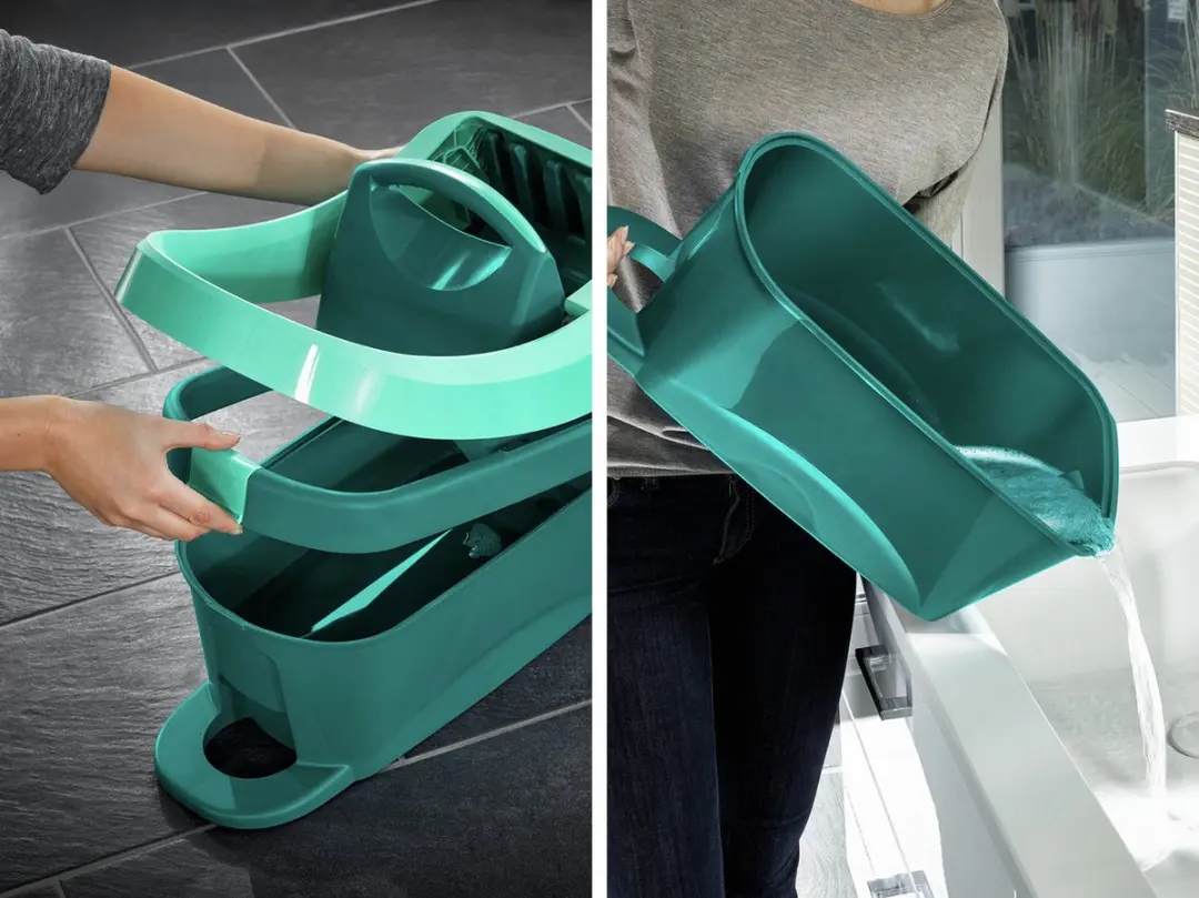 Leifheit Profi XL Emmer met Pers & Wielen 8L - Turquoise - afbeelding 6 van 6