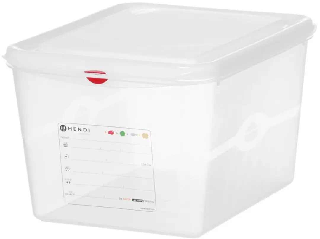 Hendi GN 1/2 Container 12.5L Transparant - met deksel & HACCP clips