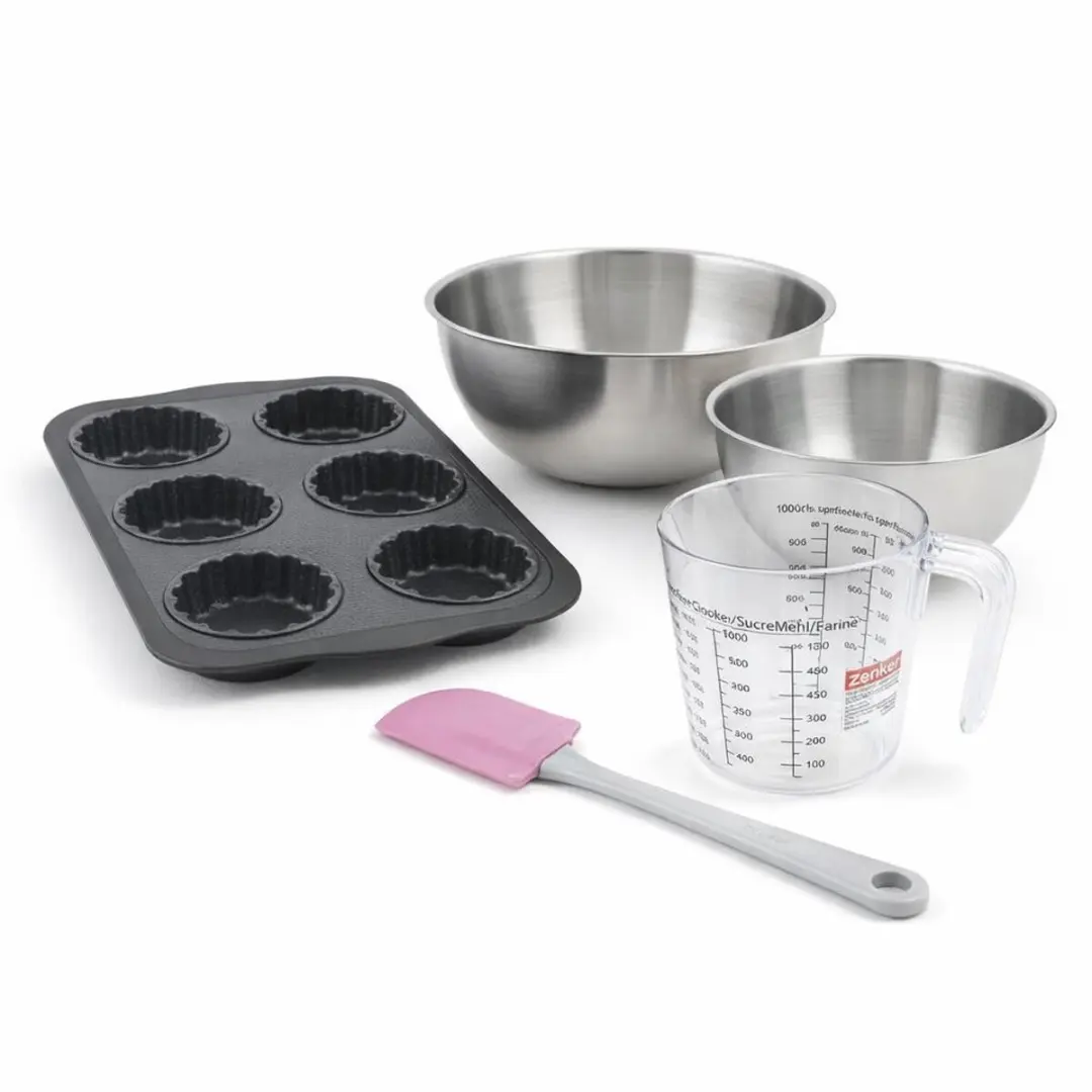 Zenker Bakset Taartvormpjes 28x18cm - Siliconen - 6 Stuks - Zwart/Grijs