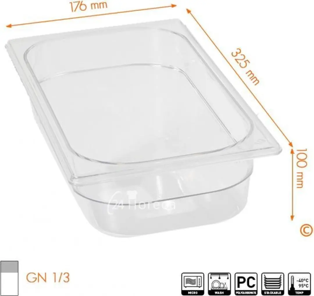 HENDI GN1/1 Polycarbonaat Gastronormbak 4L - Transparant