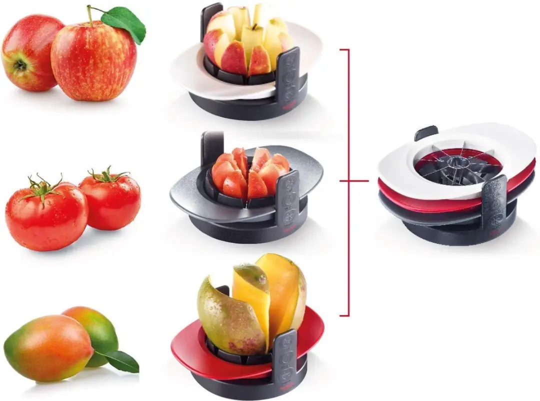 Westmark Tutti Frutti 3-in-1 Snijder - 4 Stuks - Rood/antraciet/wit