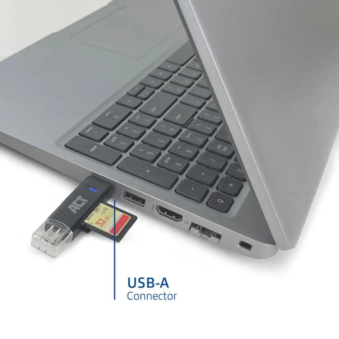 ACT AC6375 USB Cardreader - 2 Kaartsleuven - USB-C/USB-A - USB 3.0 - Zwart