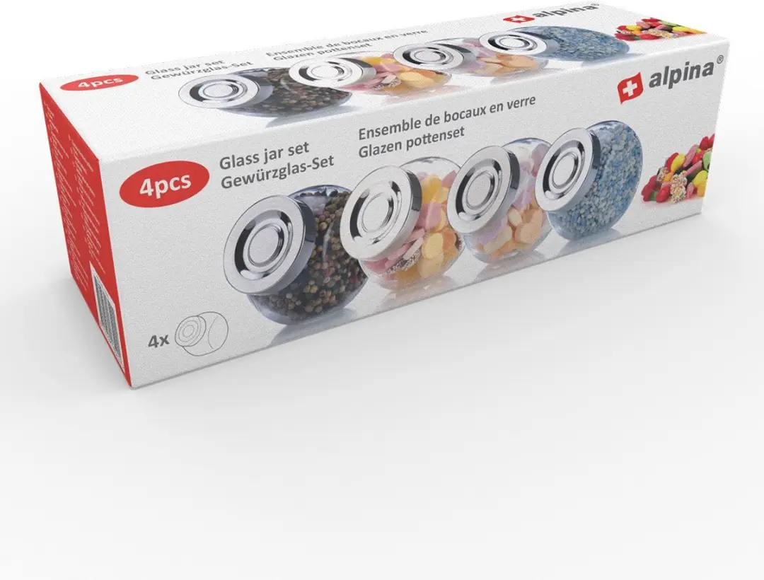 Alpina Glazen Kruidenpotjes 0.30L - Set van 4