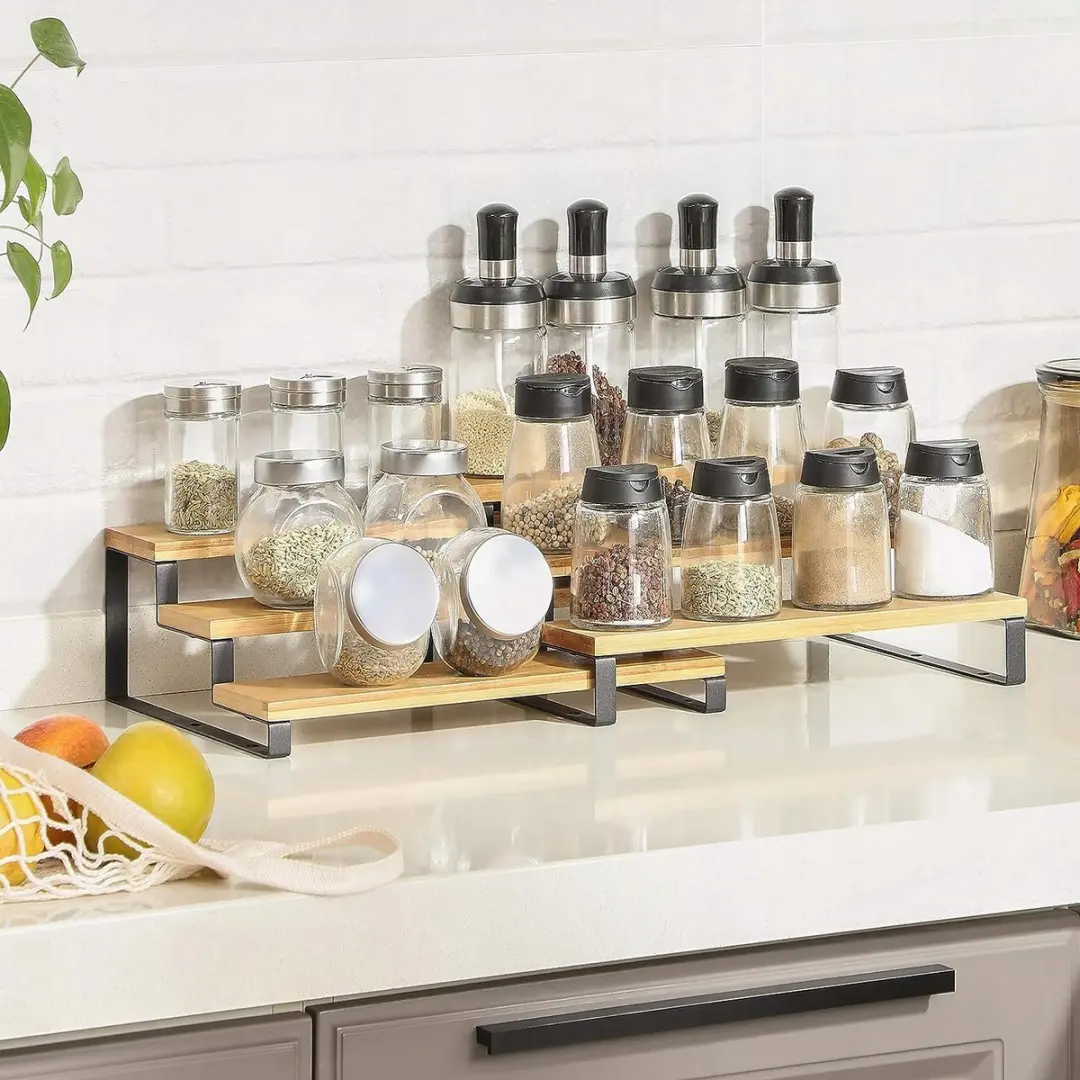 Songmics Keukentang Set Organizer - Natuurlijk/Zwart - 2 Stuks