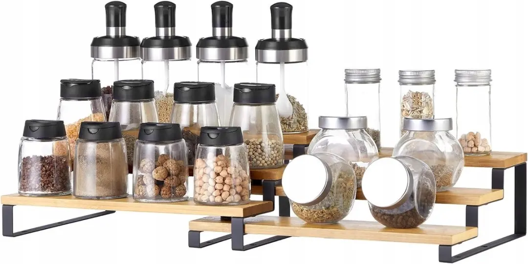 Songmics Keukentang Set Organizer - Natuurlijk/Zwart - 2 Stuks
