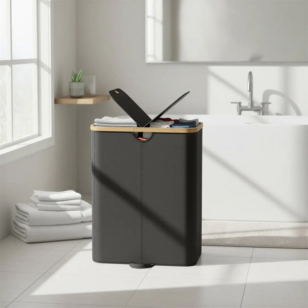 Songmics Wasmand 150L - 2 Vakken met Deksel