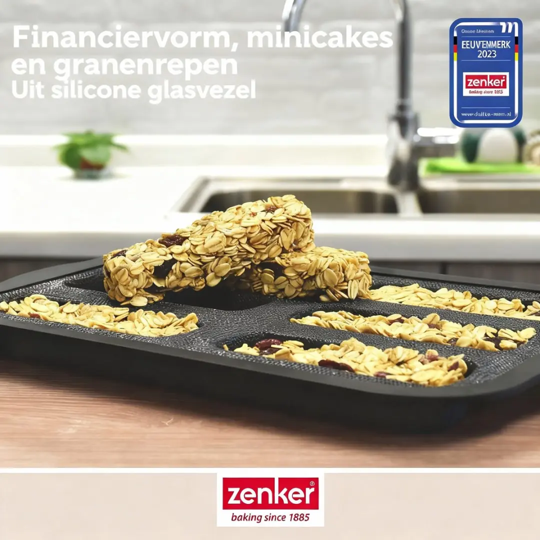 Zenker Mal 6 Financiers 26x22cm - Siliconen Glasvezel - Grijs/Zwart