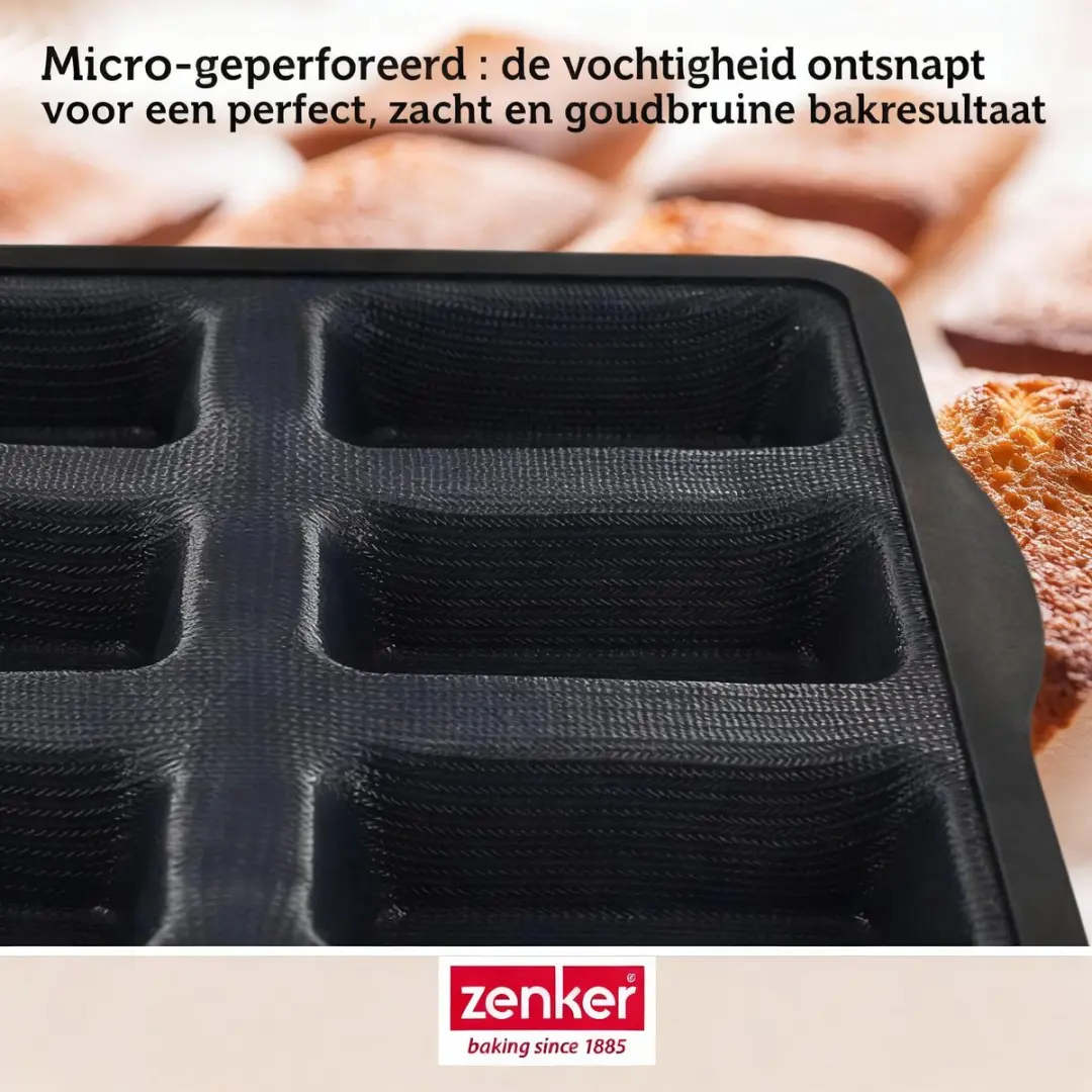 Zenker Mal 6 Financiers 26x22cm - Siliconen Glasvezel - Grijs/Zwart