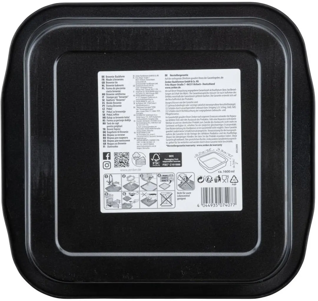 Zenker Special Creative Brownievormen 27x26cm - 2 Stuks - Zwart