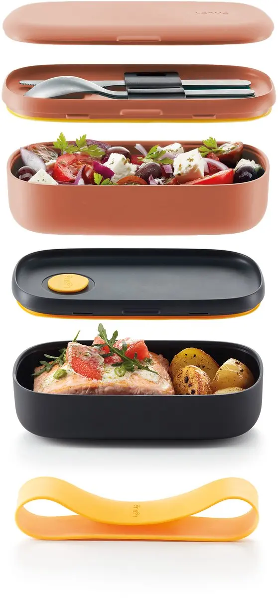 Lékué Lunchbox To Go 1L - 4-delig - Coral Pink