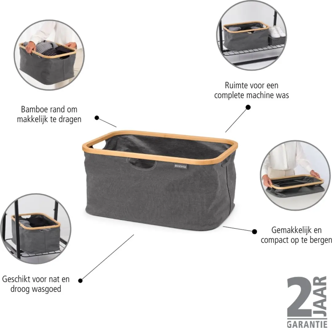 Brabantia Wasmand 40L Pepper Black - Opvouwbaar - afbeelding 6 van 6