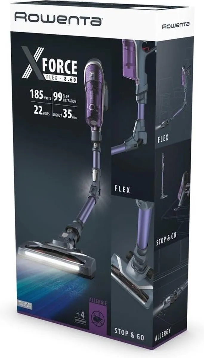Rowenta X-Force Flex 8.60 RH9639WO Steelstofzuiger - 43 Airwatts - Paars/Grijs