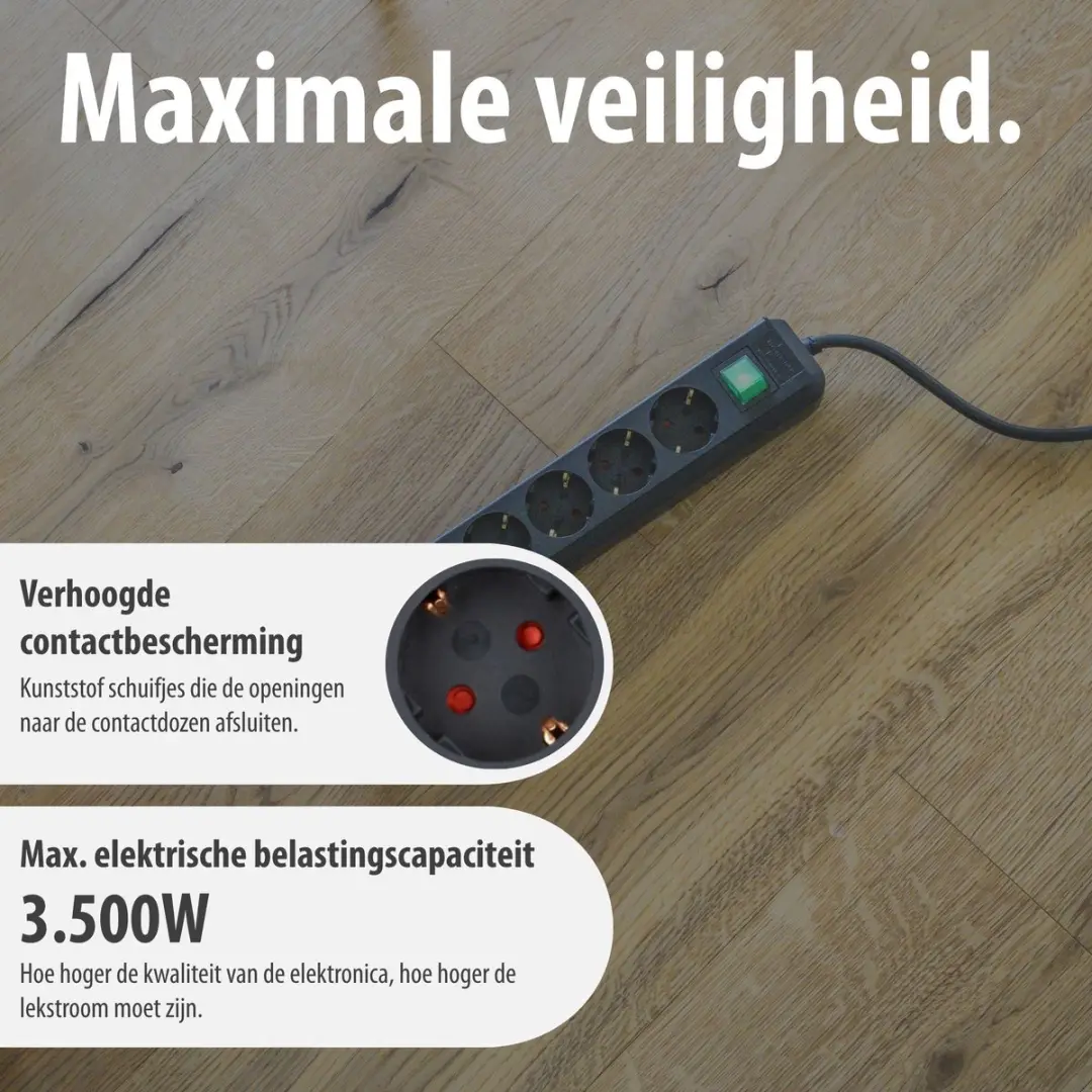 Brennenstuhl Comfort-Line Plus Stekkerdoos 6-voudig - 3500W - 2m