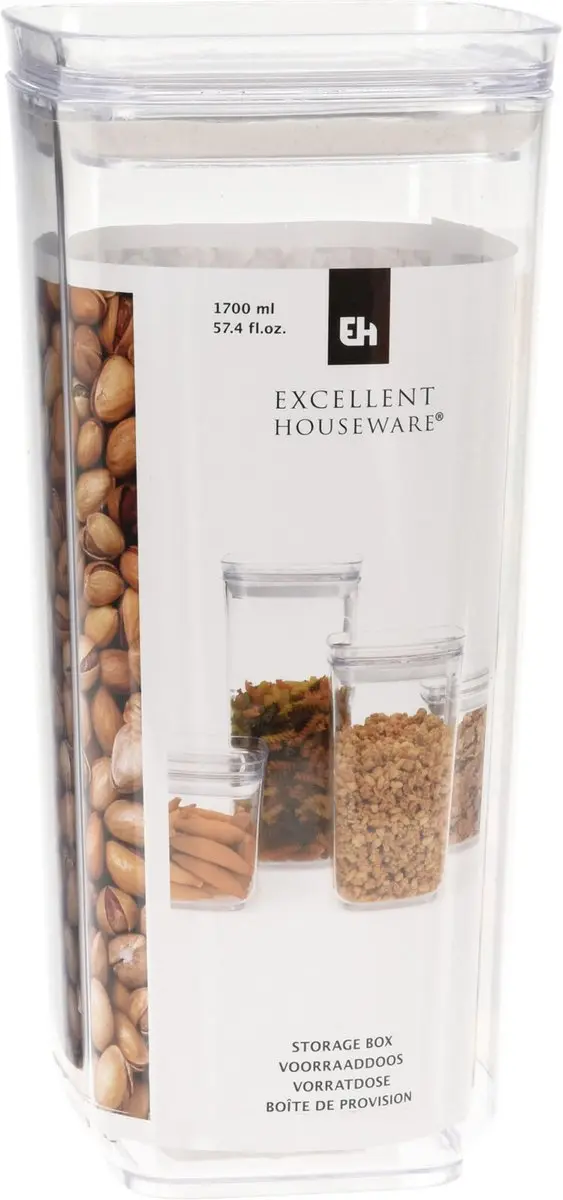 Excellent Houseware Voorraadpot 1,7L Transparant
