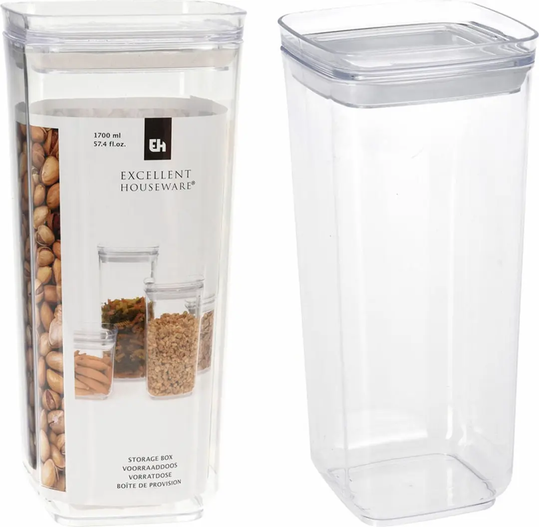 Excellent Houseware Voorraadpot 1,7L Transparant