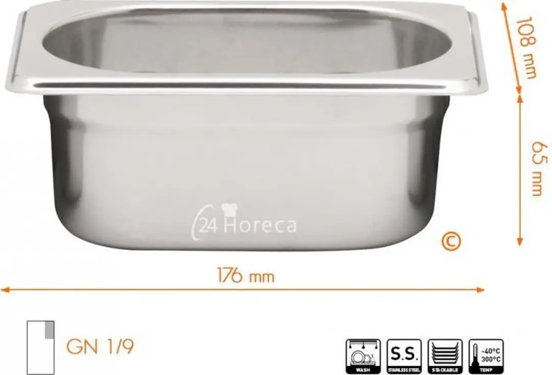 HENDI GN1/1 Gastronormbak 0,6L - 65mm - RVS