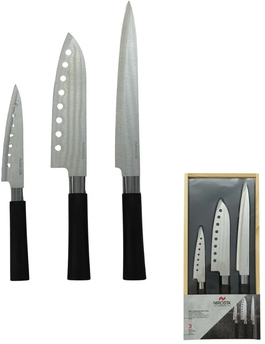 Fackelmann Set 3 Japanse messen Santoku Gyuto Honesuki