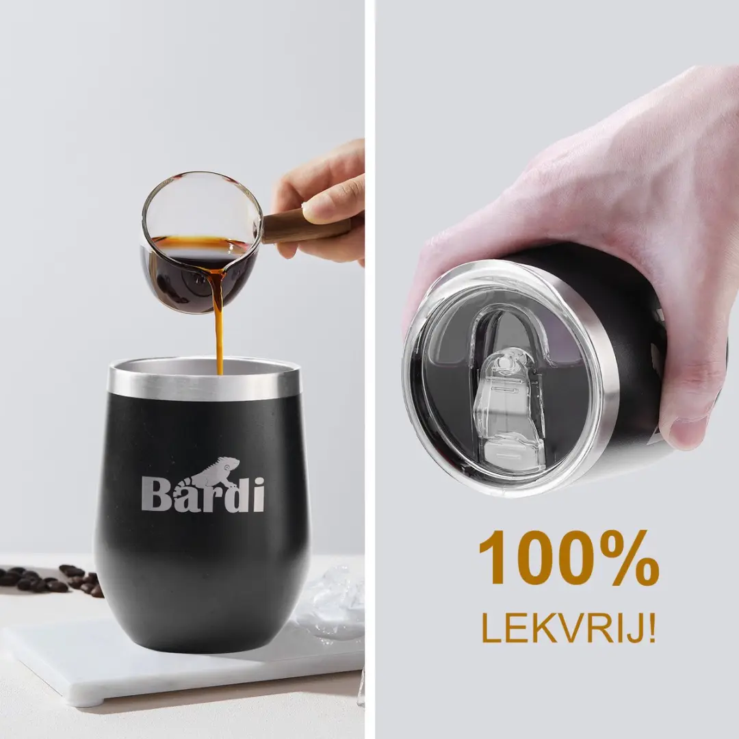 Bardi Lekvrije Thermosbeker 360ml - Zwart - 2 Stuks