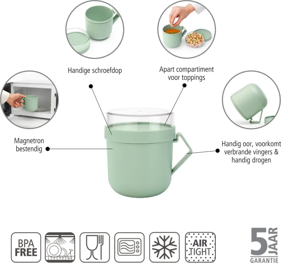 Brabantia Make & Take Soepbeker To Go 600ml - Jade Green